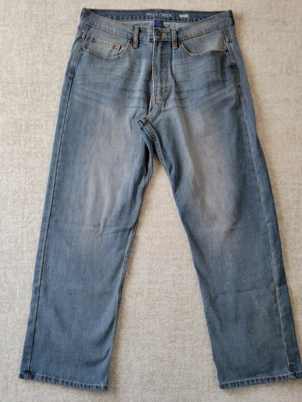 Falls Creek Relaxed Fit Straight Leg Stretch Denim Jeans W34 L30 Mens Blue